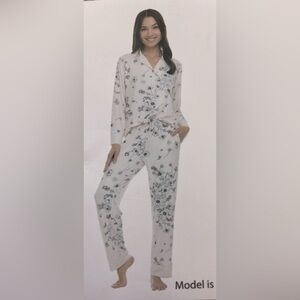 Flora Nikrooz Women's Satin Trim‎ Notch Collar PJ Set | Pink | Sz XXL